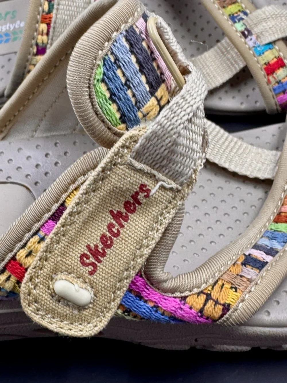 Women's Skechers Size 8 Reggae - Mad Swag - Tan Natural Slide Sandals #41124 - Picture 6 of 10